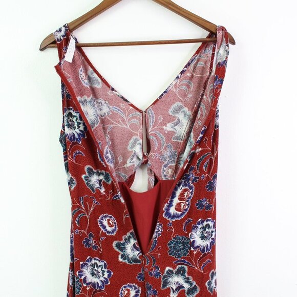 Astr The Label Tie Front Floral Midi Dress Burgundy Size M - Picture 8 of 8